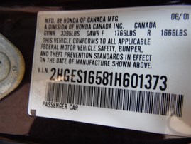 2001 Honda Civic LX Purple Sedan 1.7L AT #A24904